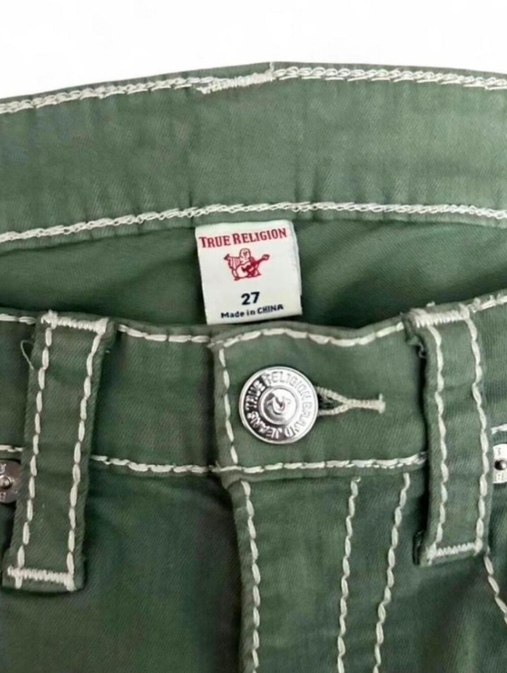True Religion Size 27 Olive Green Distressed Skinny Jeans - Picture 6 of 8